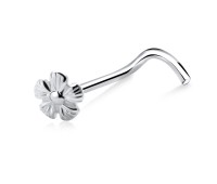 Flower Bloom Silver Curved Nose Stud NSKB-763